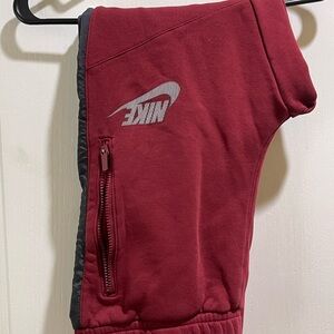 Nike Tech Burgundy Jogger Shorts with Zipper